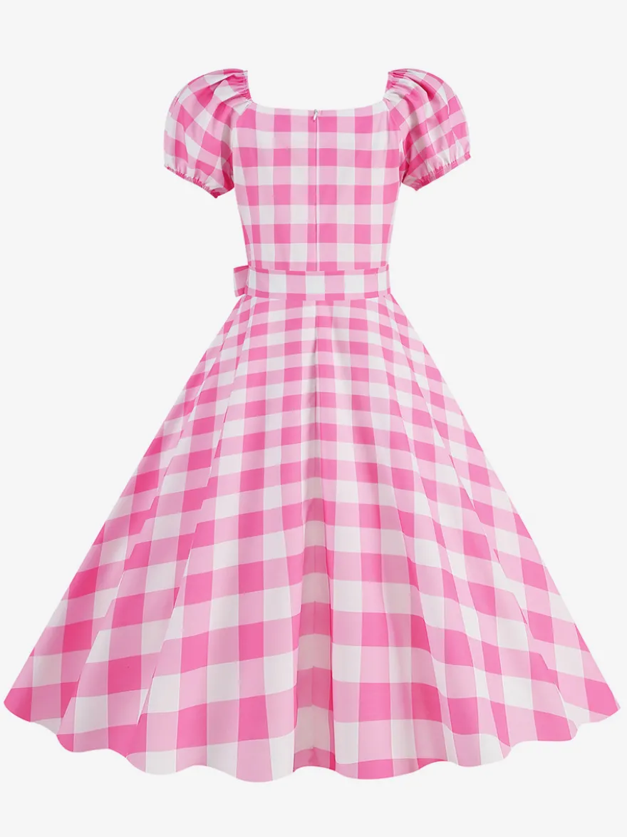 Robe Glamour rétro col en cœur manches bouffantes pois robes longues décontractées