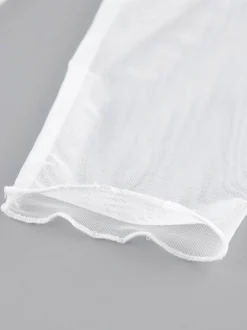 Robe longue blanche à manches longues et col rond pour femme taille naturelle style Daily Dresses