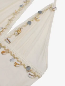 Robe longue dos nu à col halter avec détails à volants style bohème chic pour la plage