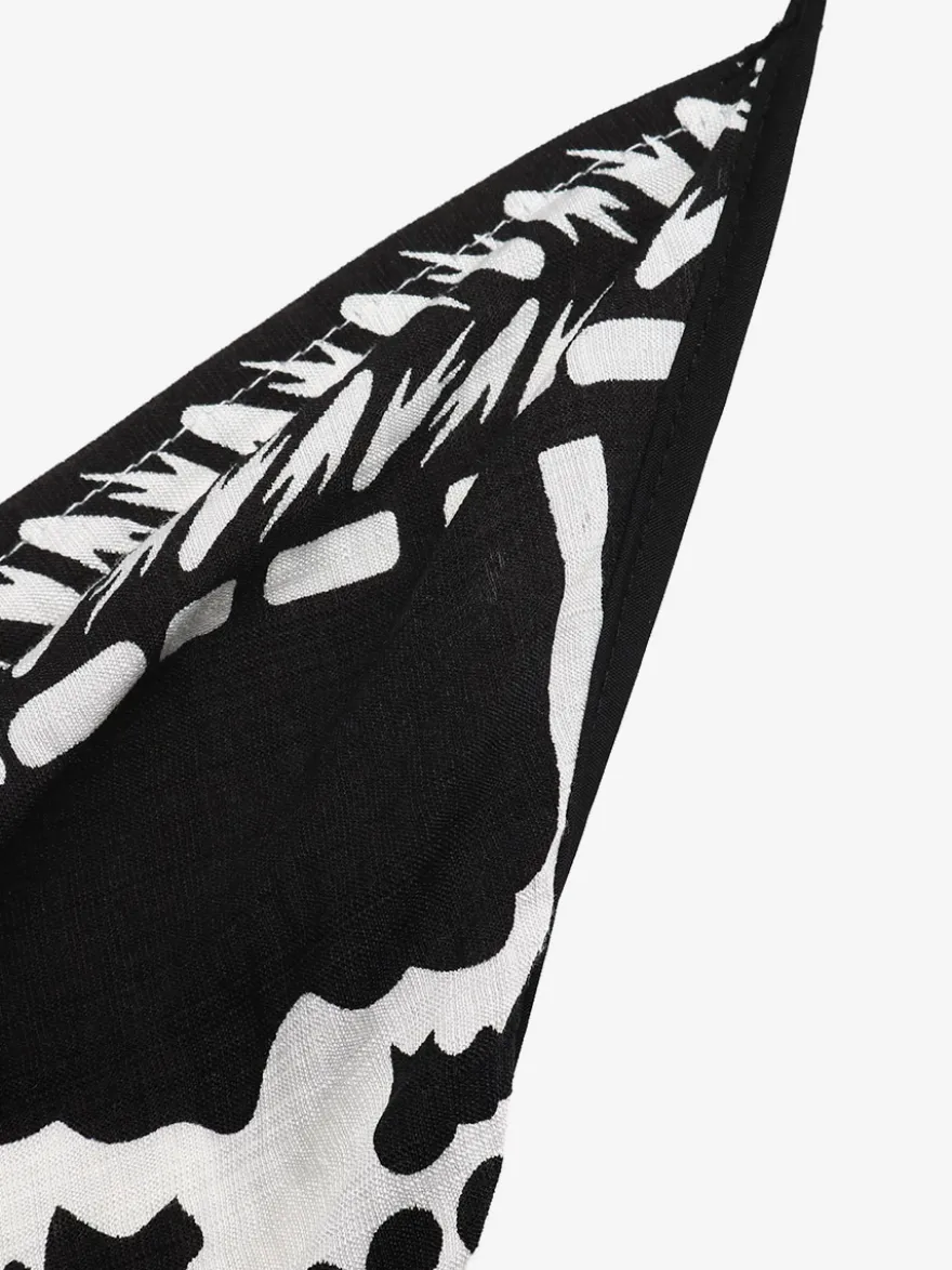 Robe longue dos nu à imprimé tropical noir et blanc pour femme col en V sans manches fluide idéale pour l'été et la plage