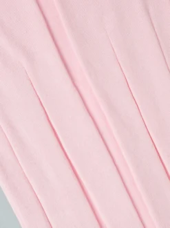 Robe longue en maille rose pâle à col V pour femme style élégant au quotidien