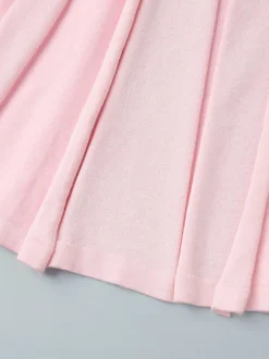 Robe longue en maille rose pâle à col V pour femme style élégant au quotidien