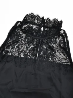 Robe longue noire sans manches à col rond bicolore Daily Dresses pour femme