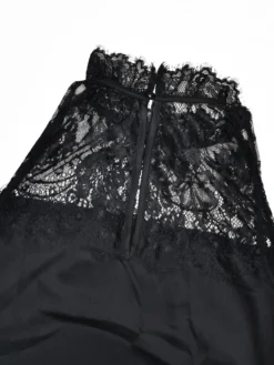 Robe longue noire sans manches à col rond bicolore Daily Dresses pour femme