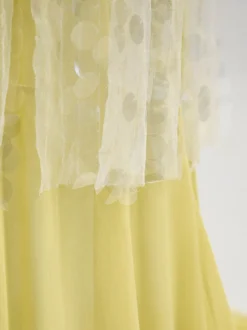 Robe longue nuisette transparente à sequins pour femme - Jaune beurre style bohème dos nu col en V coupe sirène - Été plage 2026