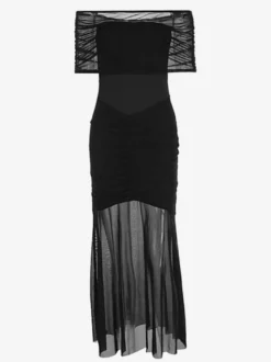 Robe longue plissée à épaules dénudées robe de soirée semi-formelle transparente pour femmes 2026