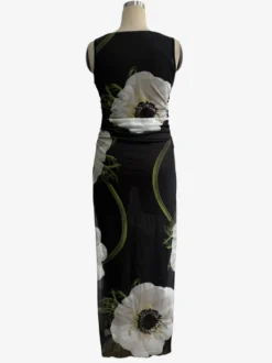 Robe maxi femme à imprimé floral - Élégante robe moulante froncée - Style vintage années 90 idéale pour l'été au quotidien (collection 2026)