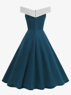 Robe midi bordeaux à épaules dénudées et coupe trapèze pour femme élégante et habillée.