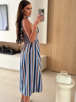 Robe midi bustier à motif floral et fruité parfaite pour les sorties décontractées