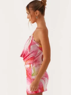 Robe midi en mousseline imprimée à fleurs bretelles chics col sans manches idéale pour l'été au quotidien.