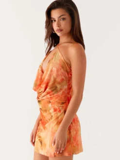 Robe midi en mousseline imprimée à fleurs bretelles chics col sans manches idéale pour l'été au quotidien.