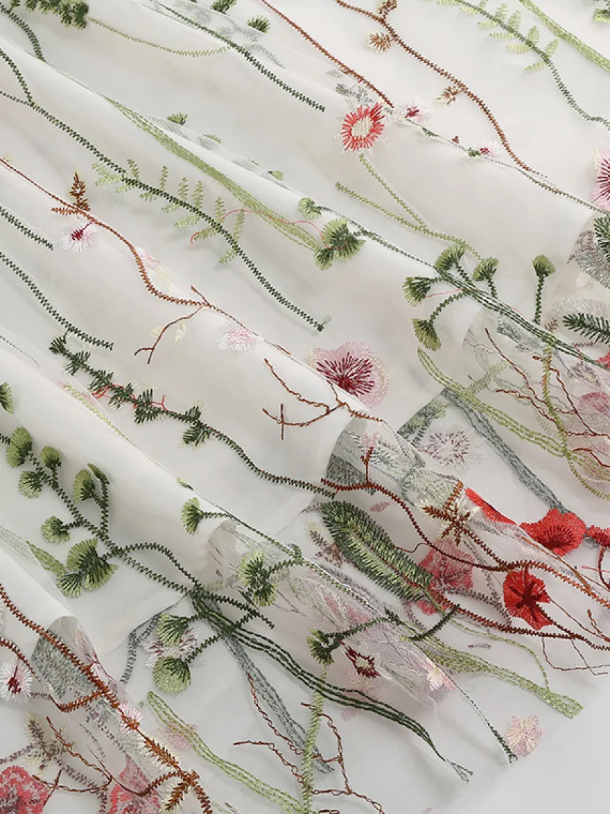Robe midi fleurie vintage années 1950 pour femme - Robe de bal trapèze à manches courtes volantées en tulle brodé - Idéale pour un mariage d'été 2026