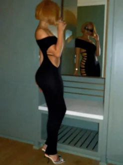 Robe midi moulante asymétrique à découpe sur le côté robe de soirée sexy