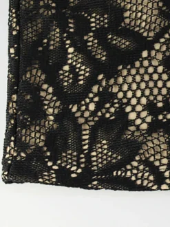 Robe midi moulante en dentelle pour femme - Robe fourreau noire vintage à manches cloche et fente au dos - Idéale pour un cocktail de printemps 2026