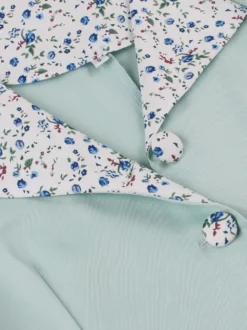 Robe mi-longue décontractée à col fleuri contrasté et ceinture à la taille