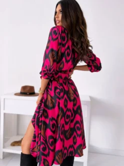 Robe Mi-longue Décontractée À Imprimé Floral Manches Mi-Longues