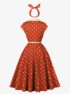 Robe mi-longue vintage à pois avec ceinture style Hepburn ensemble d'été coordonné pour femme 2026