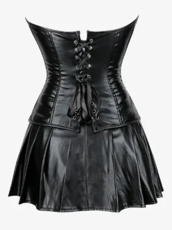 Robe mini bustier en similicuir à décolleté cœur et corset laçage latéral tenue de soirée
