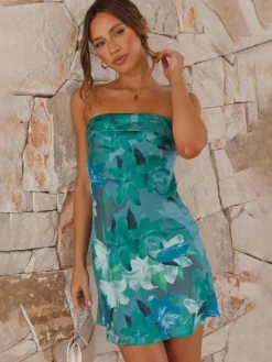 Robe mini bustier imprimée florale pour femme - Robe fourreau dos nu sexy - Idéale pour une fête d'été à la plage 2026