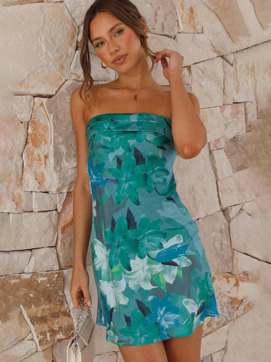 Robe mini bustier imprimée florale pour femme - Robe fourreau dos nu sexy - Idéale pour une fête d'été à la plage 2026