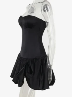 Robe mini bustier à ourlet volanté et corsage ajusté robe de fête d'anniversaire pour femme 2026