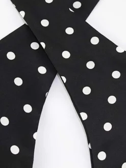 Robe mini dos nu à pois vintage pour femme - Robe d'été noire rétro à découpe en forme de goutte et col croisé - Idéale pour une soirée entre filles en 2026