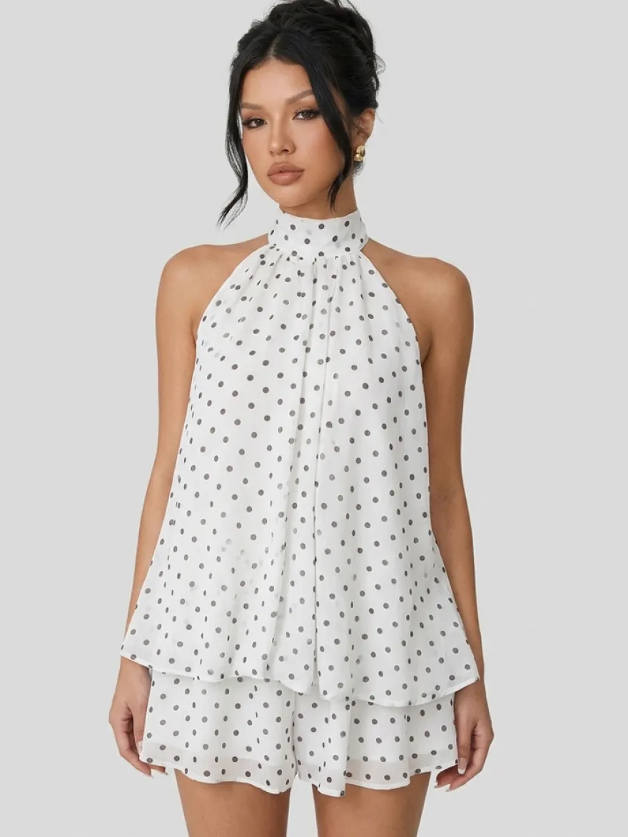 Robe mini dos nu à volants pour femme - Élégante robe patineuse en mousseline plissée dos nu et coupe ample - Vacances d'été à la plage 2026
