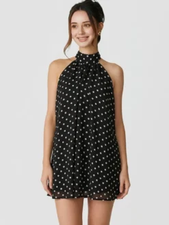 Robe mini dos nu à volants pour femme - Élégante robe patineuse en mousseline plissée dos nu et coupe ample - Vacances d'été à la plage 2026