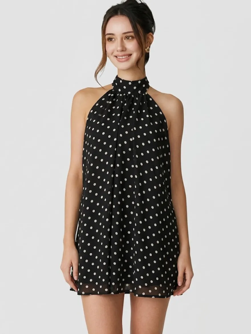 Robe mini dos nu à volants pour femme - Élégante robe patineuse en mousseline plissée dos nu et coupe ample - Vacances d'été à la plage 2026
