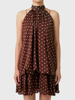 Robe mini dos nu à volants pour femme - Élégante robe patineuse en mousseline plissée dos nu et coupe ample - Vacances d'été à la plage 2026