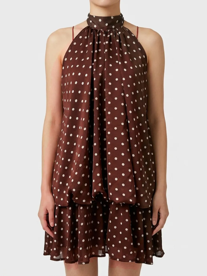 Robe mini dos nu à volants pour femme - Élégante robe patineuse en mousseline plissée dos nu et coupe ample - Vacances d'été à la plage 2026