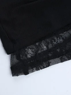 Robe mini en dentelle froncée pour femme - Robe moulante noire à épaules dénudées - Idéale pour les soirées en club du printemps 2026