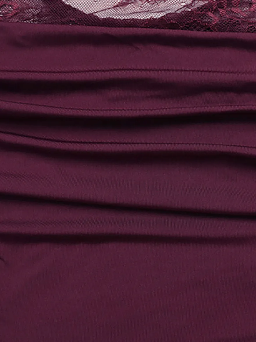 Robe mini en dentelle transparente froncée pour femme - Robe moulante sexy à dos nu et découpes - Soirée d'été en boîte de nuit 2026