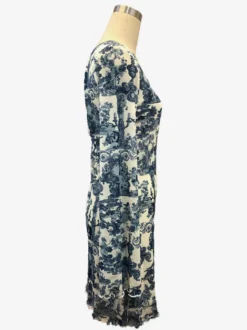 Robe mini en maille imprimée vintage dos nu à manches longues pour femme 2026