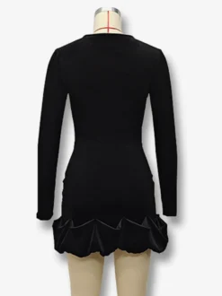 Robe mini en velours élégante avec ourlet à volants robe moulante à manches longues pour femmes 2026