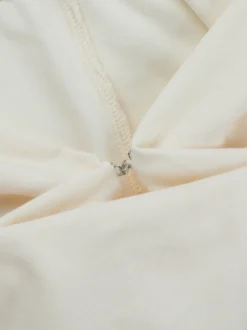 Robe mini froncée à col bénitier pour femme - Crème sexy manches longues franges moulante - Cocktail de printemps 2026