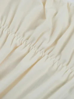 Robe mini froncée à col bénitier pour femme - Crème sexy manches longues franges moulante - Cocktail de printemps 2026