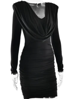 Robe mini froncée moderne à décolleté en V profond pour femme 2026