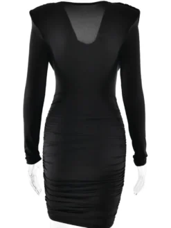 Robe mini froncée moderne à décolleté en V profond pour femme 2026