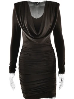 Robe mini froncée moderne à décolleté en V profond pour femme 2026