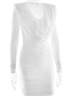 Robe mini froncée moderne à décolleté en V profond pour femme 2026