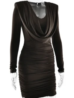 Robe mini froncée moderne à décolleté en V profond pour femme 2026