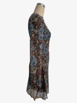 Robe mini léopard à imprimé floral et fente manches évasées collection femme 2026