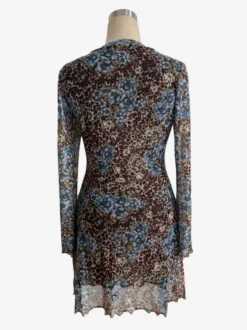 Robe mini léopard à imprimé floral et fente manches évasées collection femme 2026