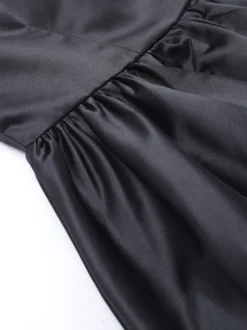 Robe mini à manches en résille pour femme - Noir élégant col montant bouffant style patineuse - Soirée cocktail printemps-été 2026