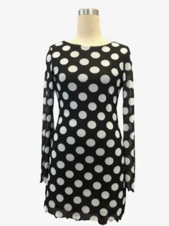 Robe mini moulante à pois manches longues et dos nu collection 2026
