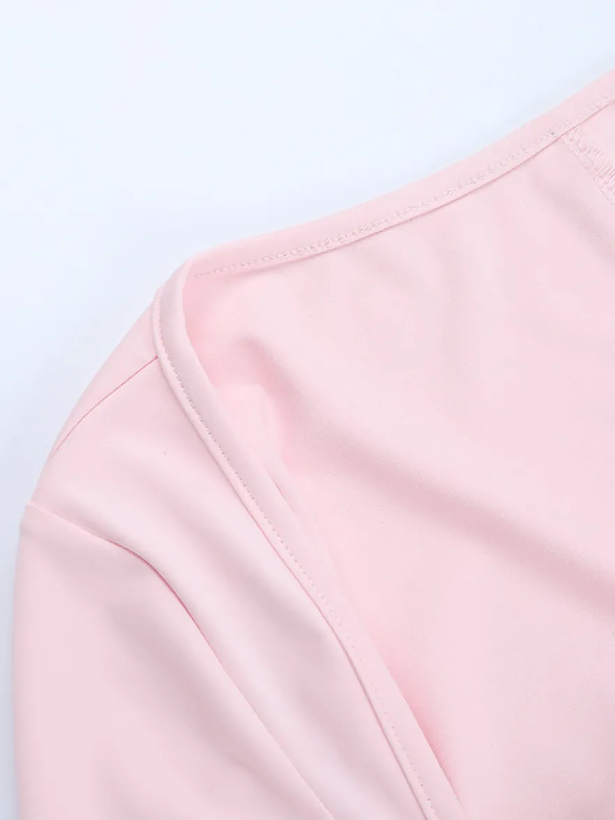 Robe moulante Coquette pour femme - Rose pastel manches longues buste froncé - Tenue idéale pour un brunch printanier ou une soirée en amoureux (collection 2026)