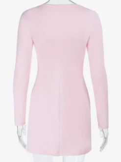Robe moulante Coquette pour femme - Rose pastel manches longues buste froncé - Tenue idéale pour un brunch printanier ou une soirée en amoureux (collection 2026)
