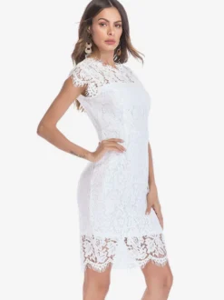 Robe moulante en dentelle pour anniversaire sans manches décolleté conçu robe fourreau mi-longue robe crayon décontractée 2026