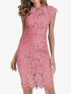 Robe moulante en dentelle pour anniversaire sans manches décolleté conçu robe fourreau mi-longue robe crayon décontractée 2026